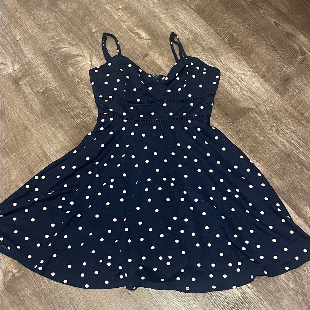 Stylish Navy Kids Dress with White Polka Dots